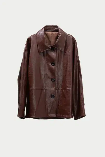 미사용 새상품 택 포함 machatt 에코 가죽 자켓 브라운