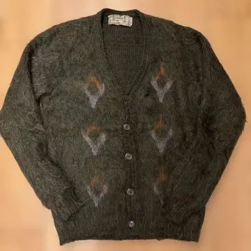 vintage 60s 모헤어 가디건 올리브 그린 털길이 김