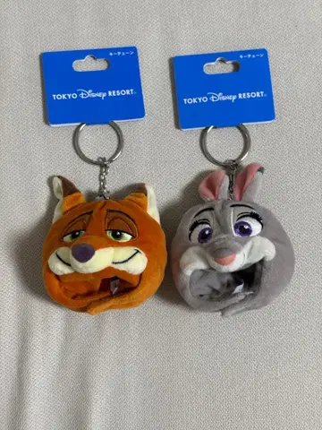 택 포함 새상품 주토피아 닉 주디 팬캡 키체인