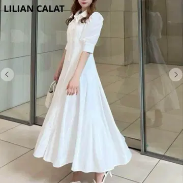 새상품급 Lillian Carat 플라워 모티브 셔츠 원피스
