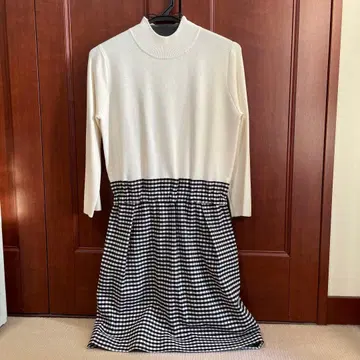 바나나바렛 도킹 원피스 체크 원피스 울