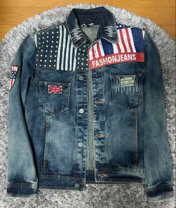 FASHIONJEANS 데님 자켓 미국 국기 Y2K