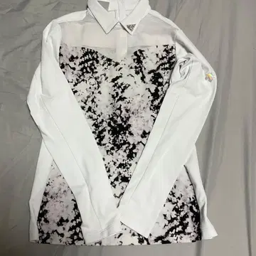 데상트 여성용 골프 셔츠 하프 지퍼 화이트/블랙