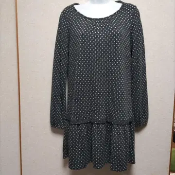 핑크하우스 다크 그레이 도트 무늬 튜닉 긴팔