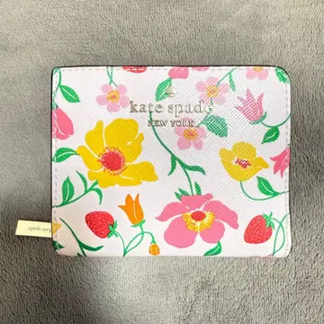 케이트 스페이드 꽃무늬 스트로베리 가든 이단 접이식 지갑