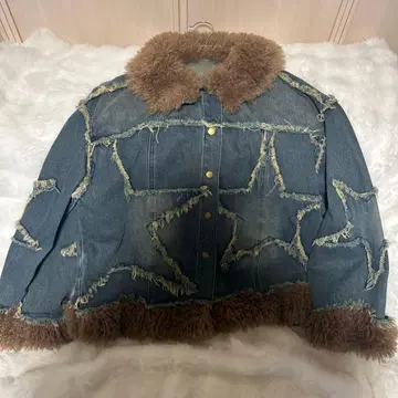 데님 자켓 별 모양 스티치 퍼 포함