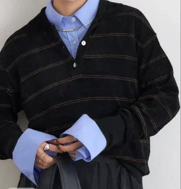 JOURNAL STANDARD 여성용 벨로아 니트 롱 슬리브 피케 셔츠