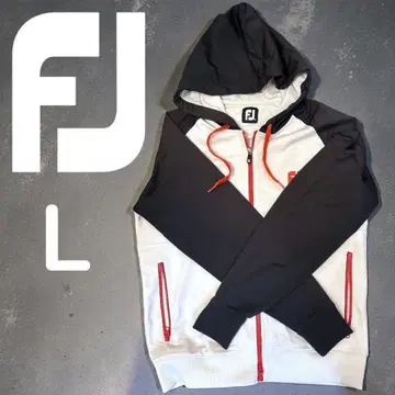 풋조이 FJ 풀 지퍼 후드티 화이트/블랙
