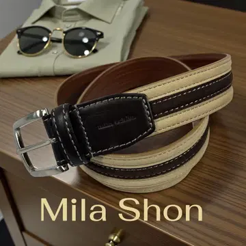 Mila Shon 밀라 쇤 스트라이프 가죽 벨트