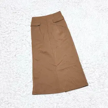 [ DRESKIP ] 하이웨스트 롱 스커트 ( M ) 허리밴딩 브라운