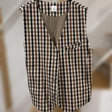 6 체크 무늬 베스트 사이즈 38 브라운 계열
