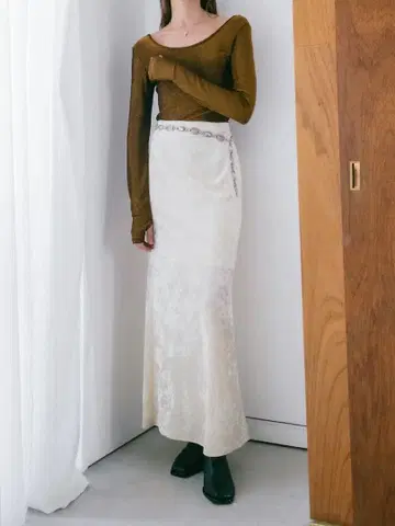 [ sahara ] Velour Long Skirt 아이보리 M 사이즈