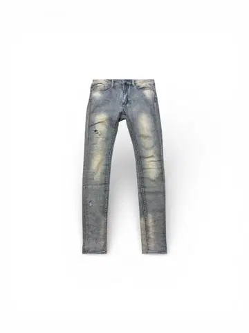 mnml 스키니 데님 라이트 블루 데미지 가공