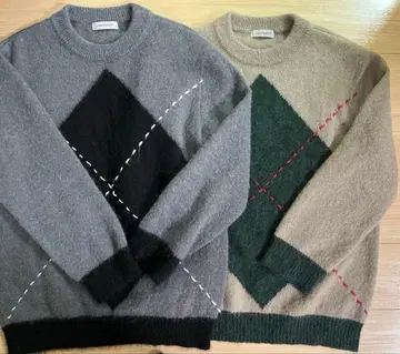 래핑 노트 니트 아가일 모헤어 studious 스투디오스