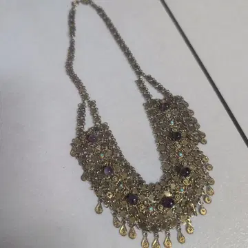 미하엘 네그린? 앤티크 목걸이 초커 골드 컬러 보라색 스톤