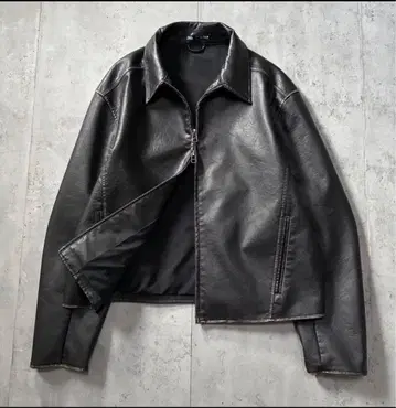새상품급 구제 의류 ZARA 페이드 가죽 자켓 더블 지퍼 XL 블랙
