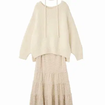 오프숄더 니트 x 프릴 캉캉 스커트