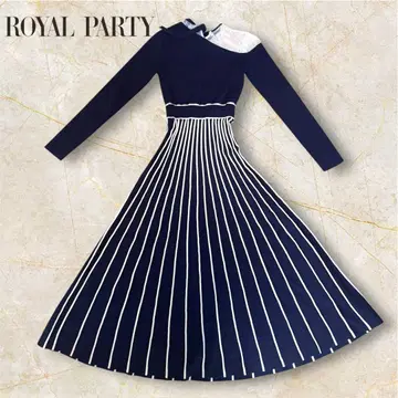 ROYAL PARTY 아지메 레이스 플리츠 니트 원피스