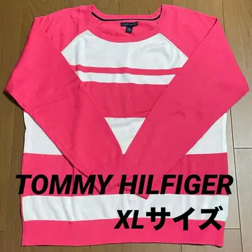 TOMMY HILFIGER 핑크 화이트 스웨터 XL