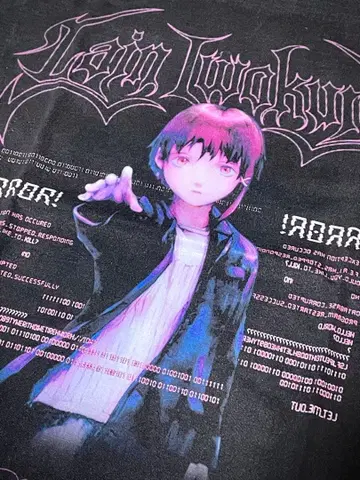 serial experiments lain T셔츠 애니메이션 블랙 L