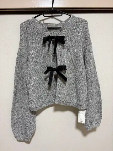 SM2 samansa Mos2 리본 포함 그레이 계열 가디건