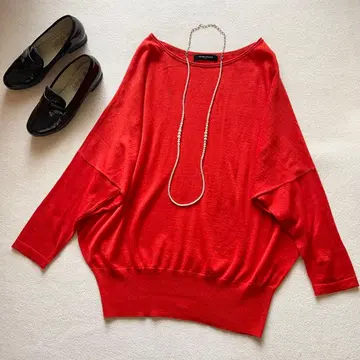 거의 새상품 UNITED ARROWS 울 캐시미어 보트넥 돌먼 니트