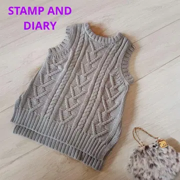 STAMP AND DIARY 케이블 니트 베스트 울 라이트 그레이