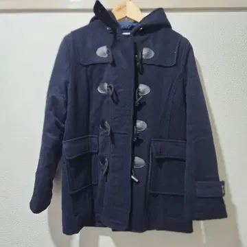 네이비 더플 코트 후드 부착