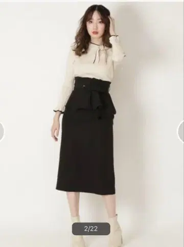 페플럼 장식 2way 타이트 스커트 윌 셀렉션 블랙 오피스