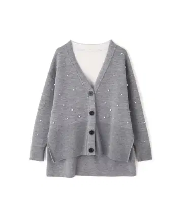 어도어 펄 니트 가디건 그레이