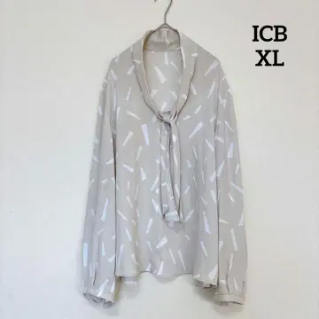 [ ICB ] 드레이프감 블라우스 베이지 올 패턴 XL 빅 사이즈