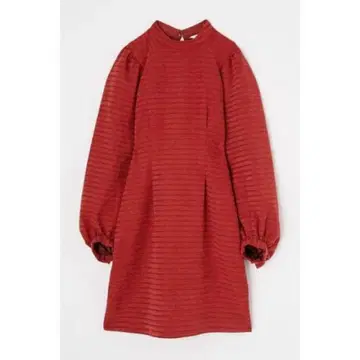 스트라이프 긴팔 미니 원피스 빨간색