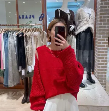 mystic 숄더 슬릿 니트