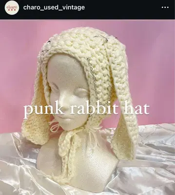 토끼 귀 니트 모자 손뜨개질 구제 의류 charo 핸드메이드 토끼