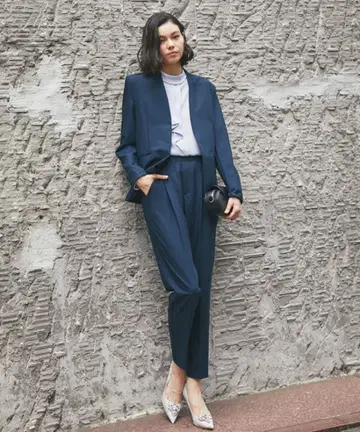 노카라 자켓 & 테이퍼드 팬츠 2종 세트 SMILE ORCHID