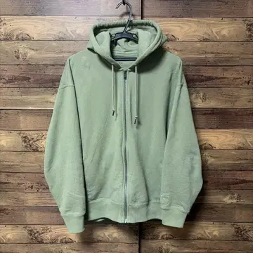 유니클로 맨투맨 오버 사이즈 풀 집업 후드티 그린 L