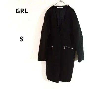 그레일 롱 코트 심플 지퍼 포켓 블랙 S