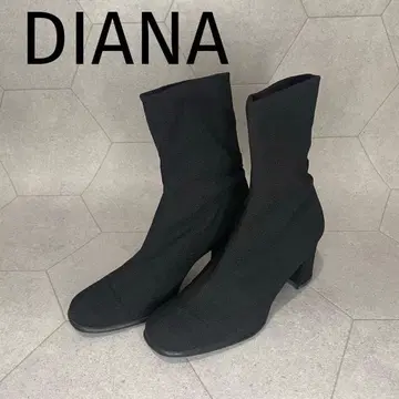 GINZA DIANA 스트레치 스퀘어 숏부츠 와이드 힐 23.5