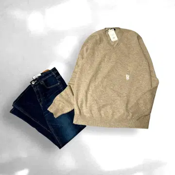 택 포함 유니클로 UNIQLO 캐시미어 100% 니트 스웨터 V넥
