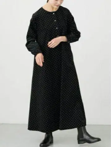 새상품급 카구레 도트 무늬 코듀로이 롱 원피스