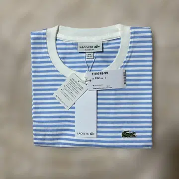 LACOSTE 블루 화이트 스트라이프 T셔츠