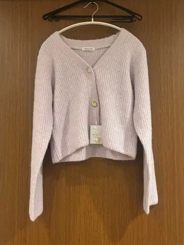 natural couture 울 혼방 하찌 니트 가디건 라벤더