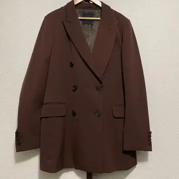 N.O.R.C 브라운 더블 버튼 테일러드 자켓