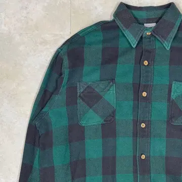 70~80s 빅맥 체크 플란넬 셔츠 그린 XL