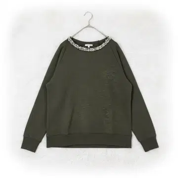 글로벌 워크 비쥬 장식 카키 맨투맨 [ L ]