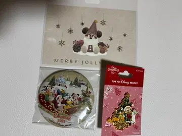 미사용 새상품 크리스마스 핀 배지 캔뱃지 엽서 3점