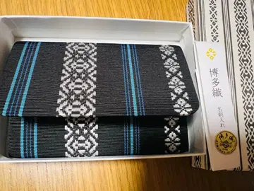 명함지갑 블랙/스카이블루 패브릭 소재 무늬