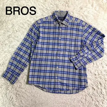 BROS 그레이&블루칼라 체크 무늬 셔츠