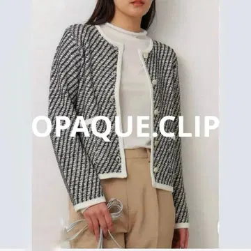착용감 발군 OPAQUE.CLIP 노카라 자켓 트위드 가디건 세탁 가능