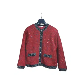 빈티지 빨간색 니트 가디건 레트로 골드 버튼 itimi otoe